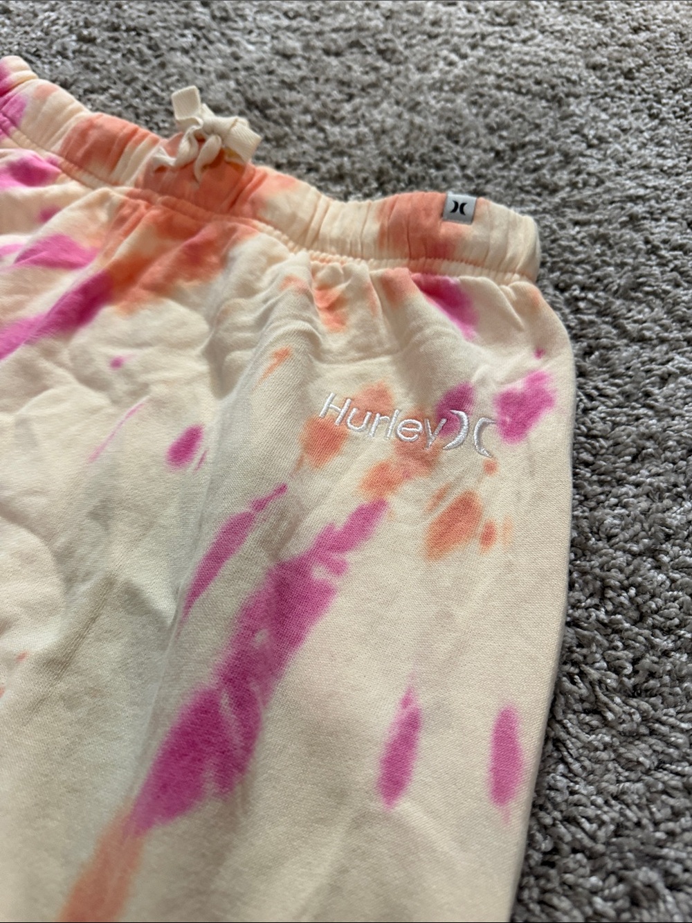 Hurley Womens Tie-Dye Jogger Bottoms in Pink & Orange - Picture 2 of 4